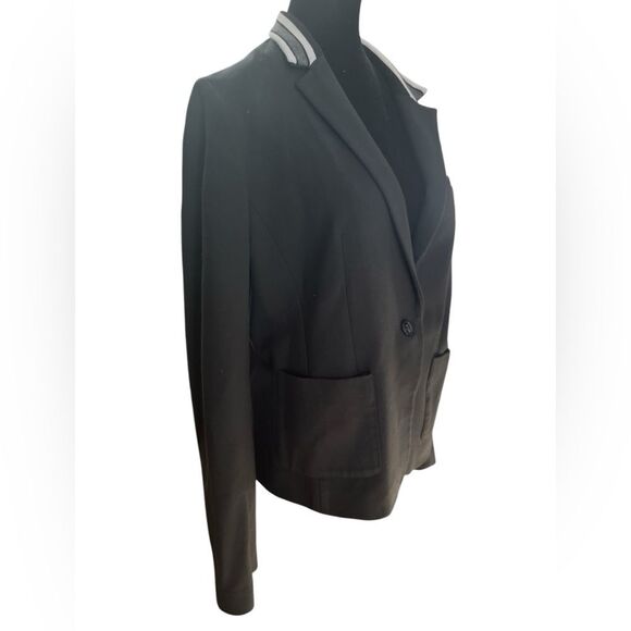 Banana Republic Blazer Size 12 Ponte Knit Contrast Collar Viscose Academia Prep - Picture 3 of 8